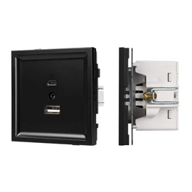 Фото #1 товара Механизм USB розетки SCT-TENDO-MUAC-PL-BK (5V, 3A, QC3) (Arlight, -)