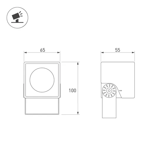 Фото #3 товара Светильник ALT-BLOCK-S65x65-5W Warm3000 (GR, 36 deg, 230V) (Arlight, IP66 Металл, 3 года)