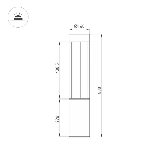 Фото #8 товара Светильник LGD-CASTELLO-BOLL-H800-20W Warm3500-MIX (GR, 80 deg, 230V) (Arlight, IP65 Металл, 5 лет)