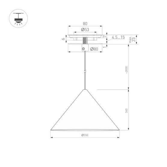 Фото #4 товара Светильник SP-MAKOTO-R550-14W Warm3000 (BK, 36 deg, 230V, TRIAC) (Arlight, IP20 Металл, 3 года)