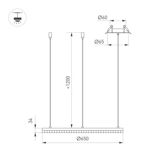 Фото #4 товара Светильник SP-DIAMOND-R650-36W Warm3000 (BK, 45 deg, 230V, TRIAC) (Arlight, IP20 Металл, 5 лет)