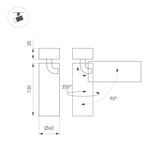 Фото #2 товара Светильник SP-GABI-SURFACE-FLAP-R60-12W Warm3000 (WH, 36 deg, 230V) (Arlight, IP40 Металл, 5 лет)