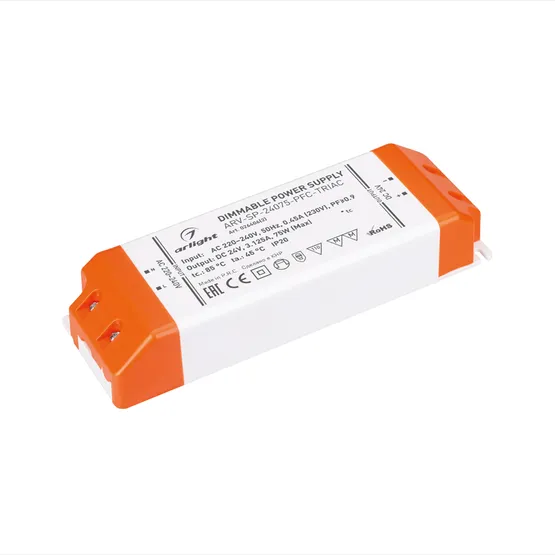 Фото товара Блок питания ARV-SP-24075-PFC-TRIAC (24V, 3.1A, 75W) (Arlight, IP20 Пластик, 5 лет)