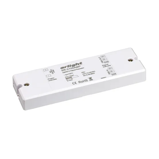 Фото товара Усилитель DMX-сигнала SR-2100AMP (12-24V, 1CH) (Arlight, IP20 Пластик, 3 года)