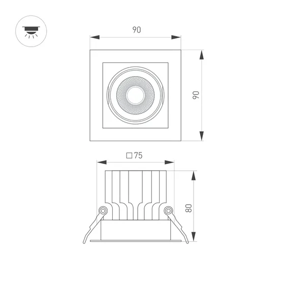 Фото #2 товара Светильник MS-VORTEX-BUILT-S90x90-12W Warm3000 (BK-BK, 40 deg, 230V) (Arlight, IP20 Металл, 5 лет)
