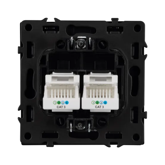 Фото #3 товара Механизм сдвоенной телефонной розетки SCT-NOBE-MTL2-SFPL-BK (RJ-11, 4C) (Arlight, Черный оникс)