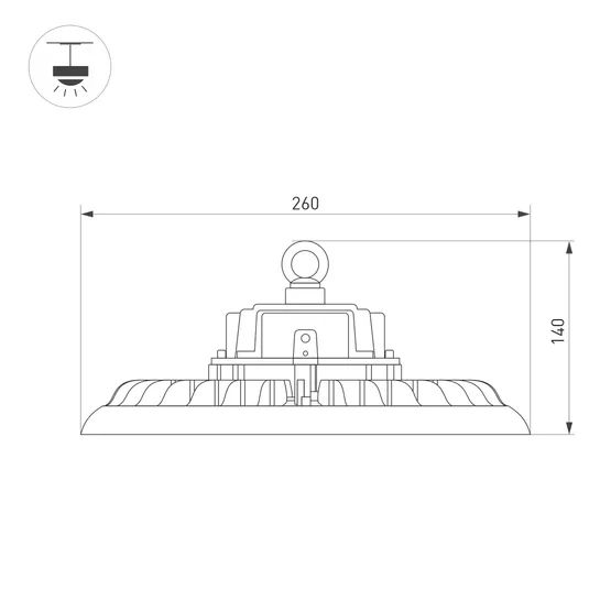 Фото #2 товара Светильник SP-ARIVA-MOTION-R260-100W White5000 (BK, 60 deg, 230V) (Arlight, IP65 Металл, 5 лет)