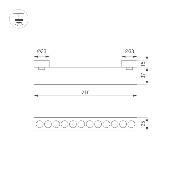 Фото #7 товара Светильник ART-INBELT-DOTS-L210-8W Day4000-MIX (BK, 33 deg, 48V, DALI) (Arlight, IP20 Металл, 3 года)