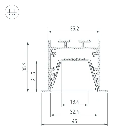 Фото #3 товара Профиль LINIA45-F-TRAY-3000 BLACK (Arlight, Алюминий)